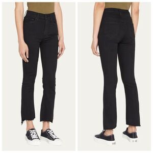 MOTHER Insider Crop Step Fray Jeans Not Guilty Black Women’s Size 25 Raw Hem